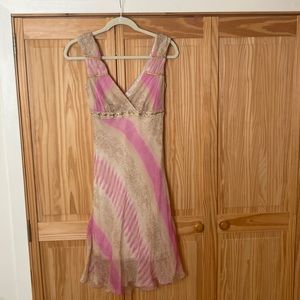 Alexia Admor Champagne & Pink Silk Cocktail Dress